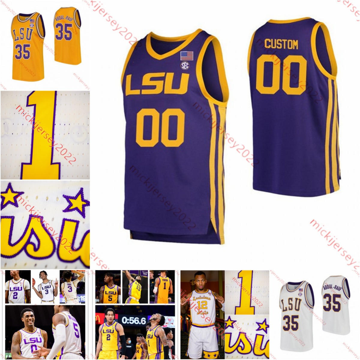Derek Fountain Adam Miller LSU Tigers Basketball Jersey Trae Hannibal Cam Hayes Justice Hill Austin Montgomery Shawn Phillips Jalen Reed Hailey V-image-869956977