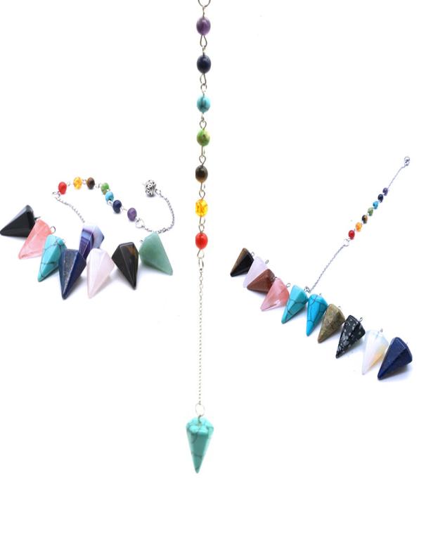 

Healing Reiki Pendulum Pendant for Dowsing Natural Stone Crystal Red Agates Circular Cone Charm Pendants Pendule Divination7797396
