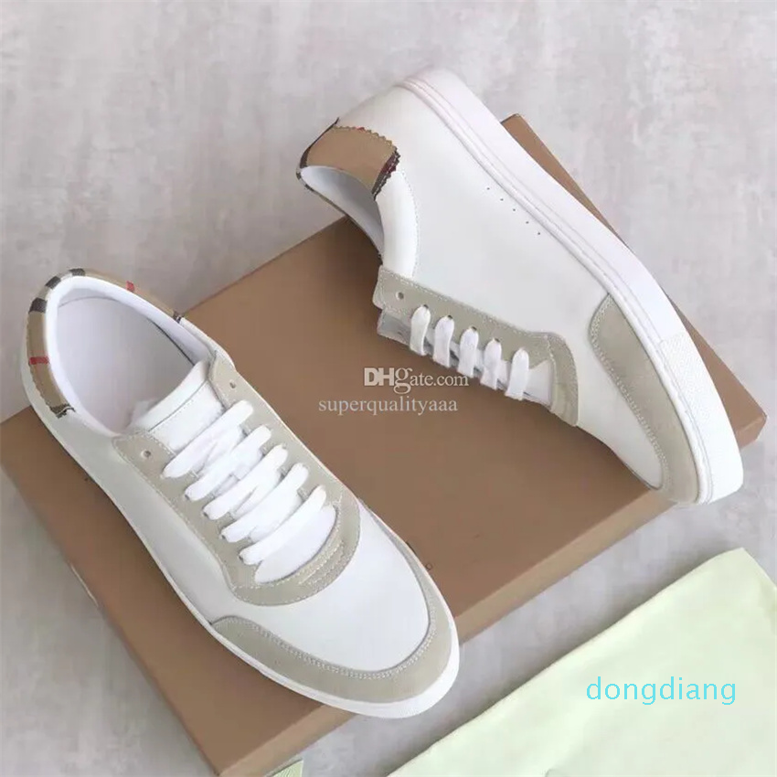 

Top Design Men Vintage Check Cotton Sneakers Shoes Leather & Suede Low-top Trainers Party Dress Skateboard Walking EU38-46 With Box