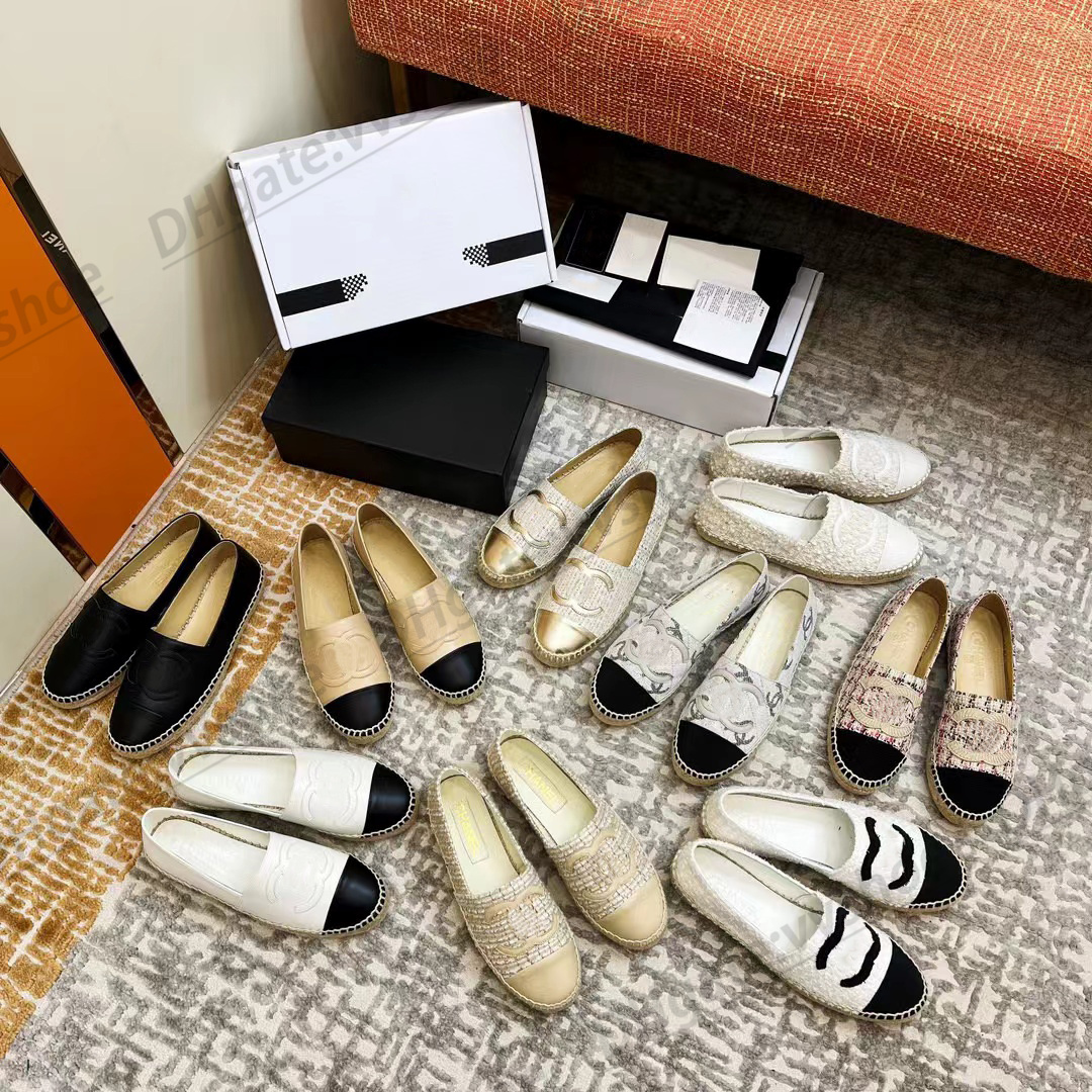 

Fisherman shoes luxury shoe designer woman Sandal espadrilles Loafers comfort man summer slipper canvas flat Cotton Tweed Grosgrain leather lady slide, #5