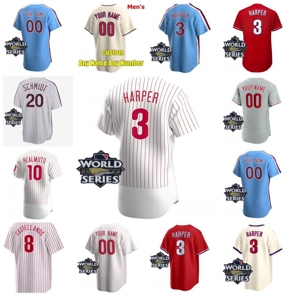 

7 Trea Turner Jersey Bryce 3 Harper Rhys Hoskins Nick Castellanos J.T. Realmuto Kyle Schwarber Matt Strahm Hoskins Aaron Nola Alec Bohm Bryson Stott Baseball Jerseys, Men coolbase