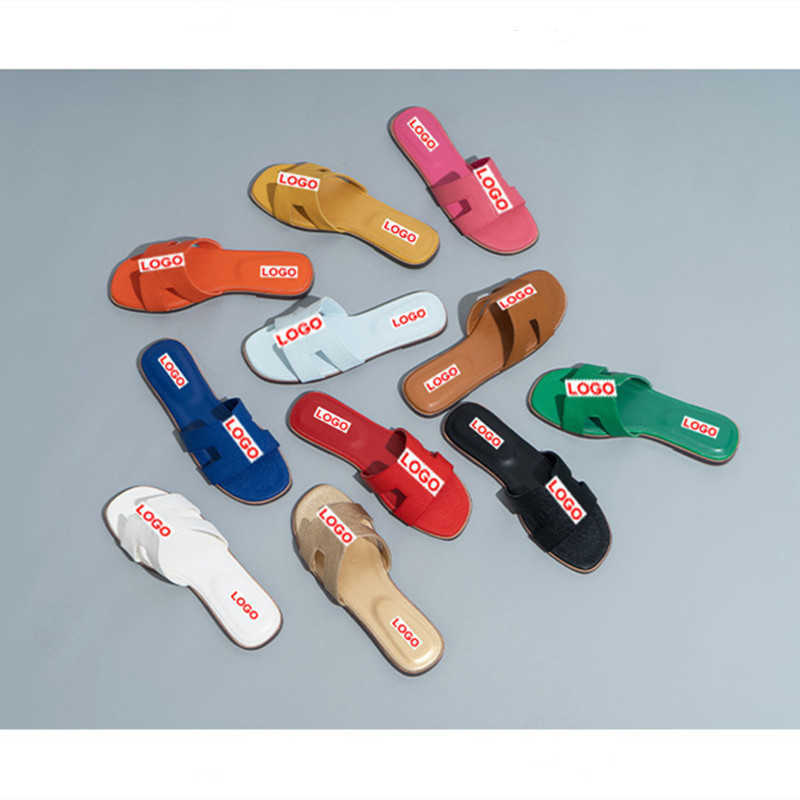 

orange famous sandals Luxury designer leather ladies summer flat shoes fashion beach women slippers H letter drag Slides flip flops for women Ladies sexy slipper, Hms33110