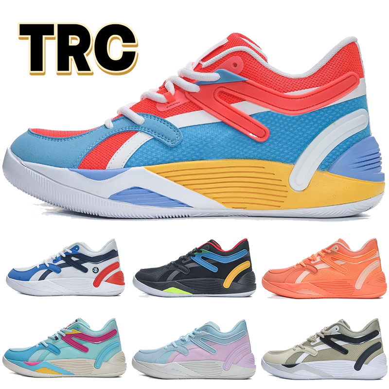 

Mens TRC Blaze Court Basketball shoes Pop Art black saffron Neon Citrus White Black Royal Cool Blue Winsome Orchid Cherry Tomato men sneakers sports trainers, Eggshell blue elektro pool