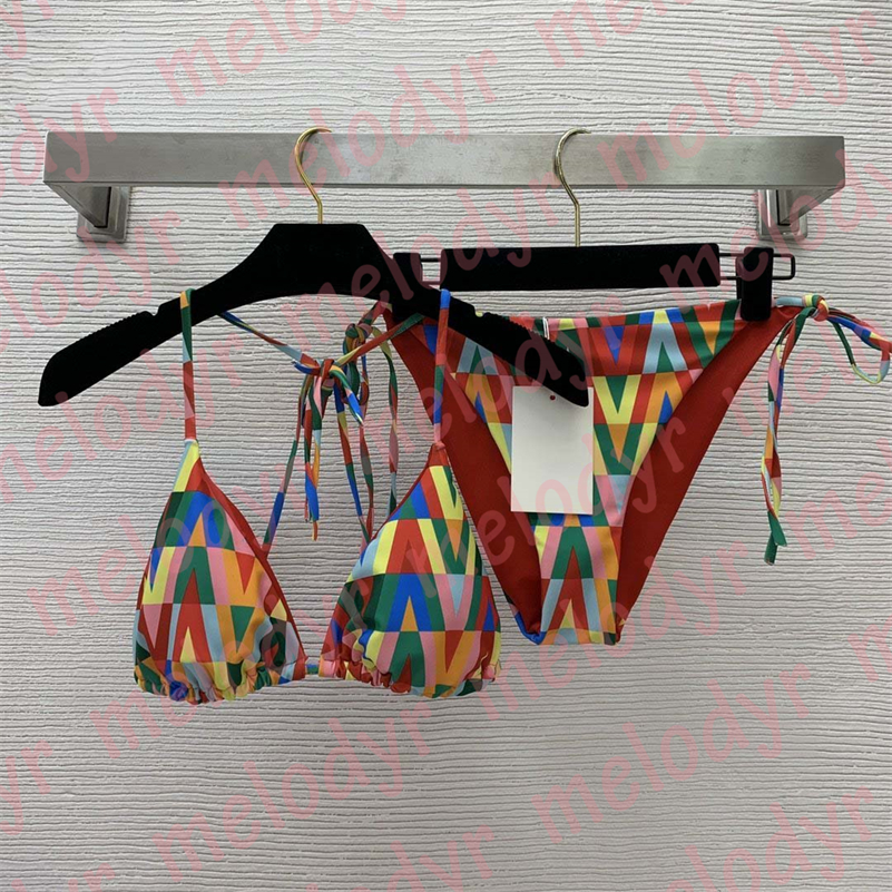 

Two Piece Set Swimwear Womens Sexy Bra Bikini Set Fashion Print Push Up Halter Swimsuit Vacation Swimwear, Red