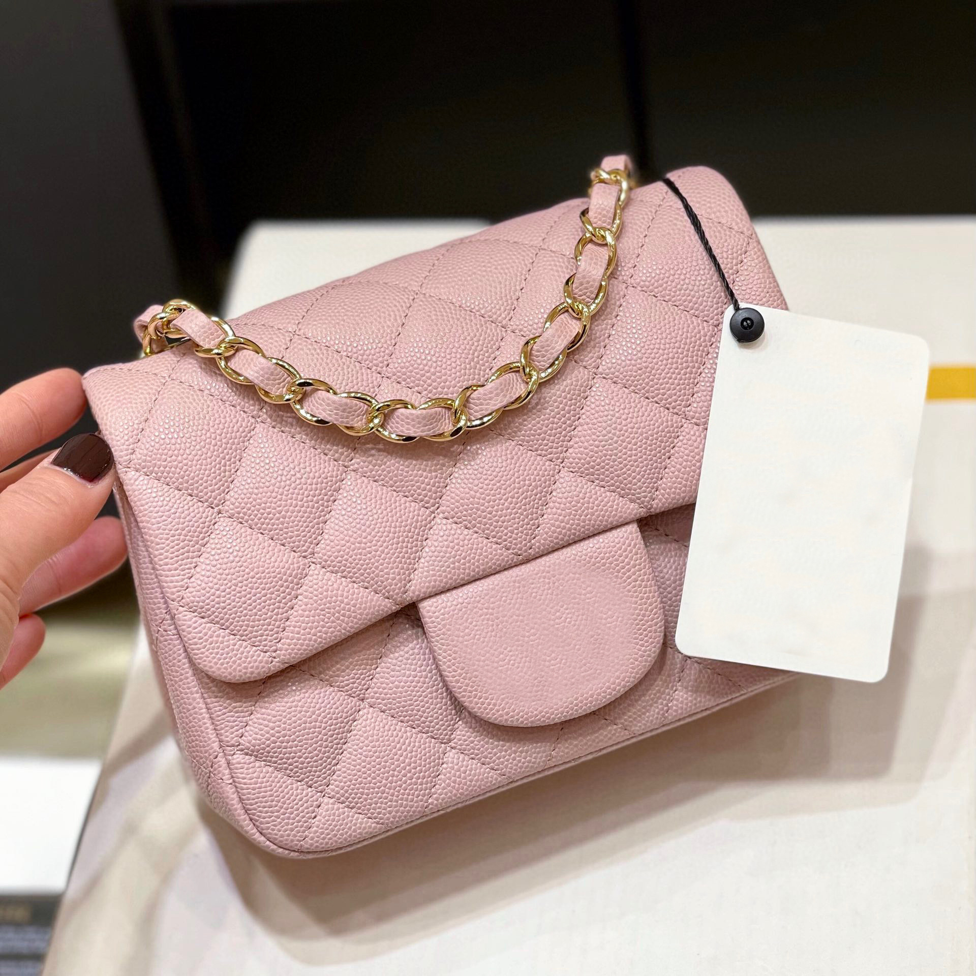 

Designer Black Purse small channel cf tote bag quilted leather shoulder bags mini flap handbag lambskin wallet on chain phone holder shopping Bag lady crossbody bag, 1 gold chain