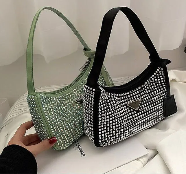 

Brand Designer Bling Diamond Shoulder Bags for Women Lady PU Leather Small Underarm Bag Fashion Zipper Female Evening Bag p230311, Red