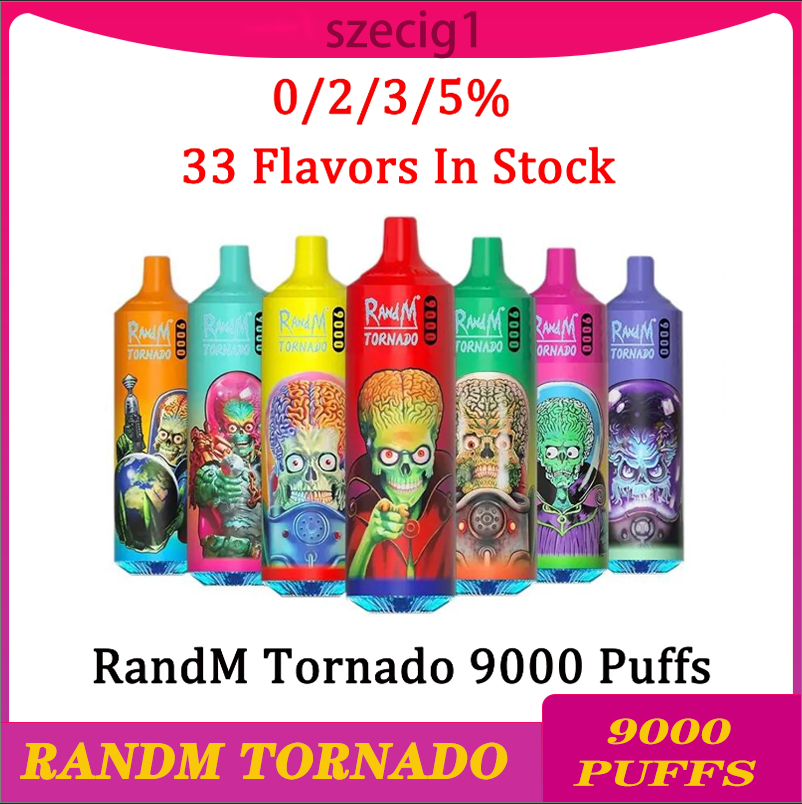 

Original RandM Tornado 9000 Puffs Disposable E Cigarettes 0.8ohm Mesh Coil 18ml Pod Battery Rechargeable Electronic Cigs 9K 0% 2% 3% 5% Vape Pen 43 Colors