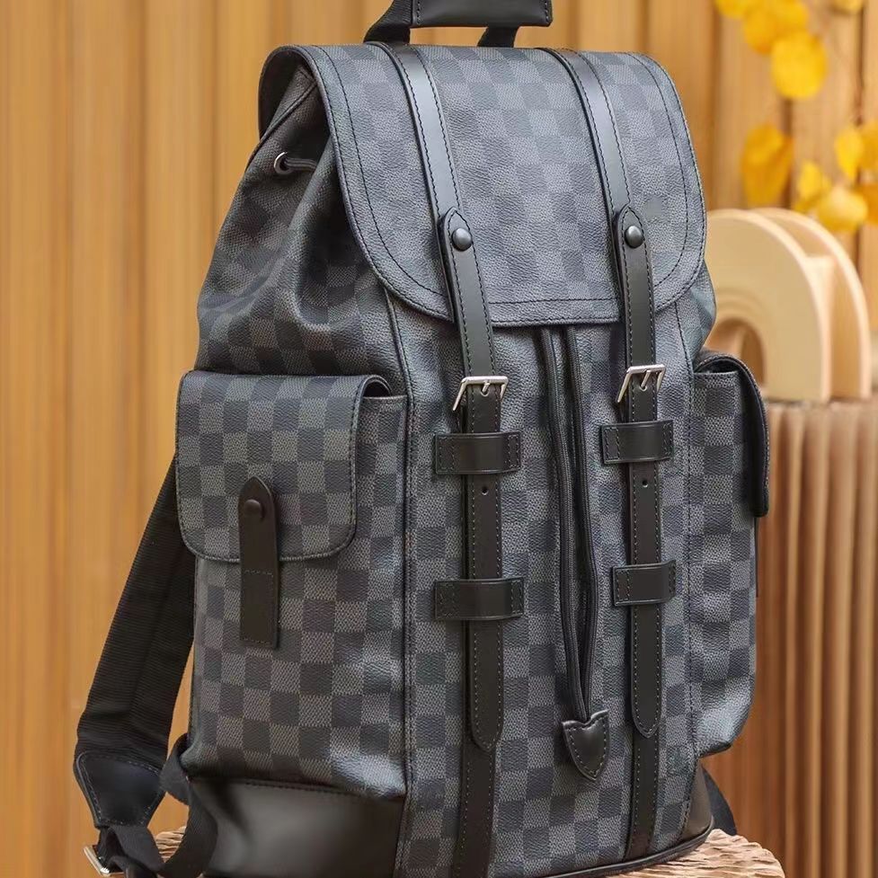 

HH Luxurious Designer Black embossing Backpacks Handbags Men Women PU Leather Backpack School Bag Fashion Knapsack Back pack Presbyopic Rucksack Shoulder Bags, Black grid