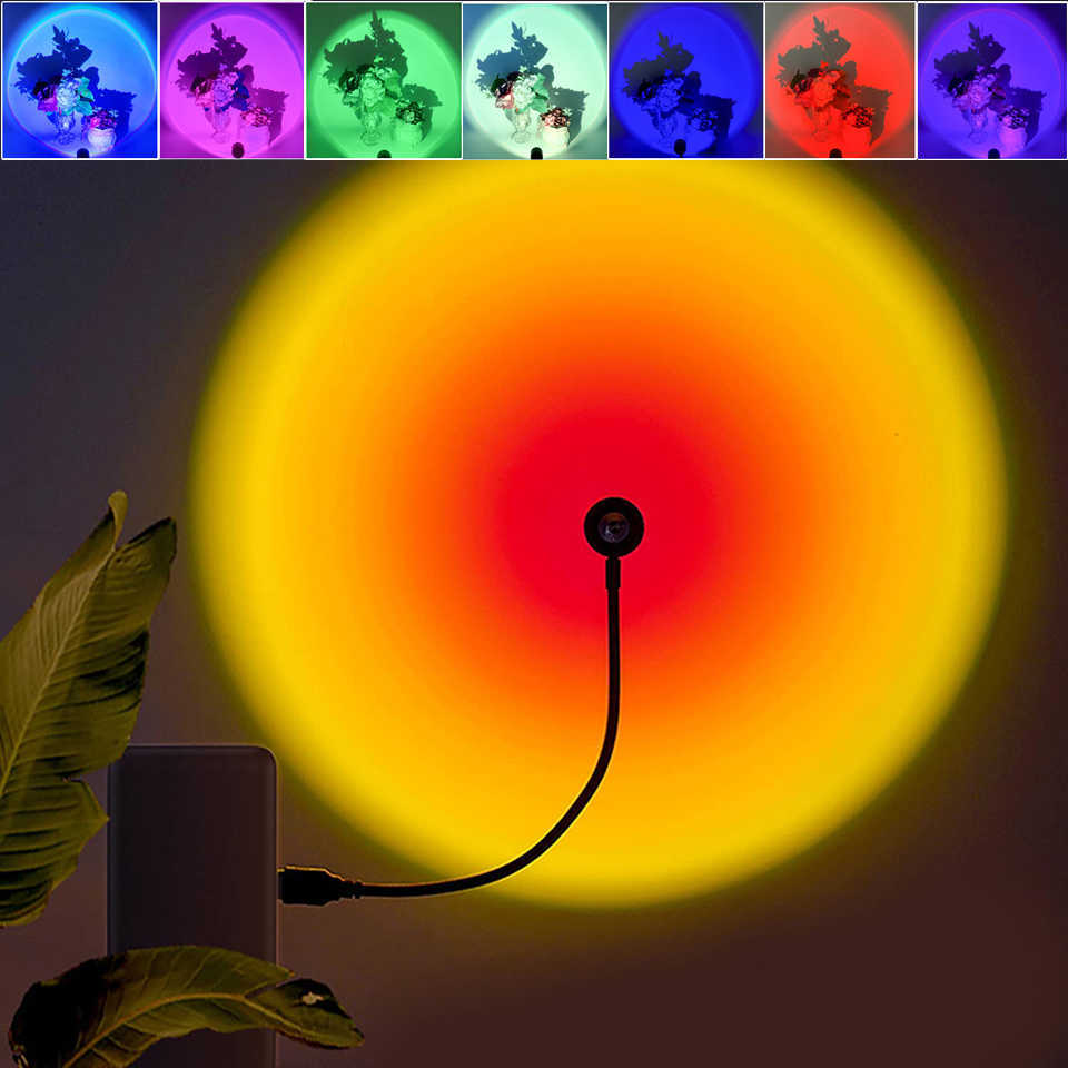 Night Lights Sunset Lamp Usb Led Light Night Lamp For Kids Moon Lamp Room Lighting Neon Light Projector Night Light For Bedroom Home Decor P23033-image-855335049