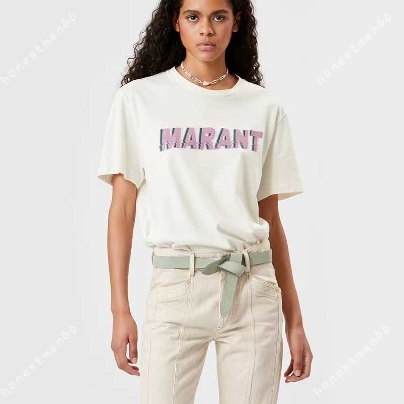 

2023SS Isabel Marant Women Designer Classic t Shirts New IS Beach Tees Fashion Letter Print Casual Round Neck Sports Tops Short Sleeve T-shirt Beach Tees, Light yellow