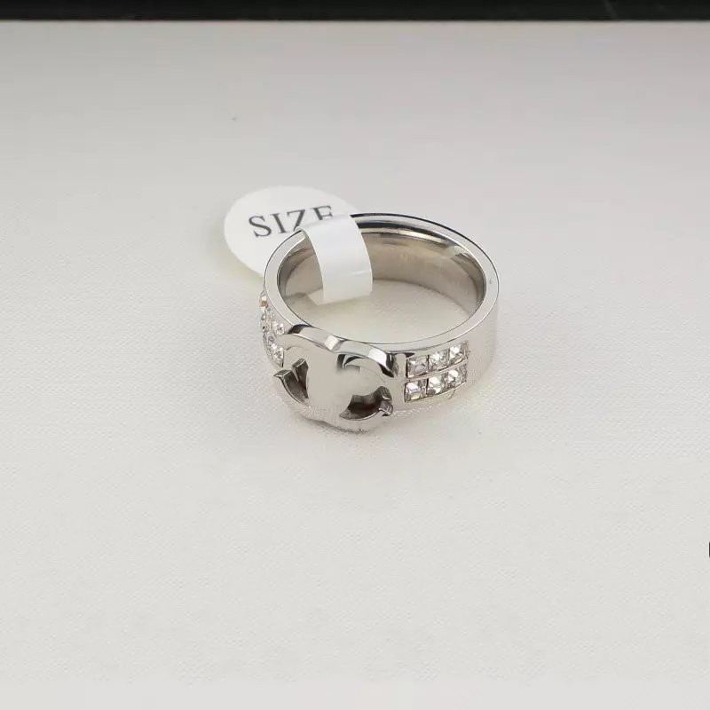 

Top Quality Extravagant Rings Double Stones Stainless Steel Couple Rings Fashion Women Designer Jewelry Lady Party Gifts