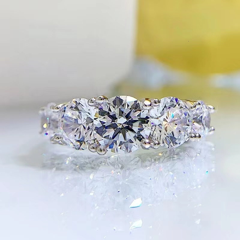 Wedding Rings Smyoue 18k Plated 36CT All Moissanite for Women 5 Stones Sparkling Diamond Band S925 Sterling Silver Jewelry GRA 230330