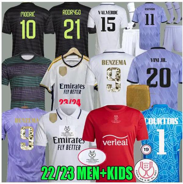 

2023 BENZEMA Finals soccer jersey 22 23 24 football shirt VINI JR CAMAVINGA TCHOUAMENI REAL MADRIDS Copa del Rey WHITE AS MODRIC Osasuna men kids 2023 football shirts, Away player version