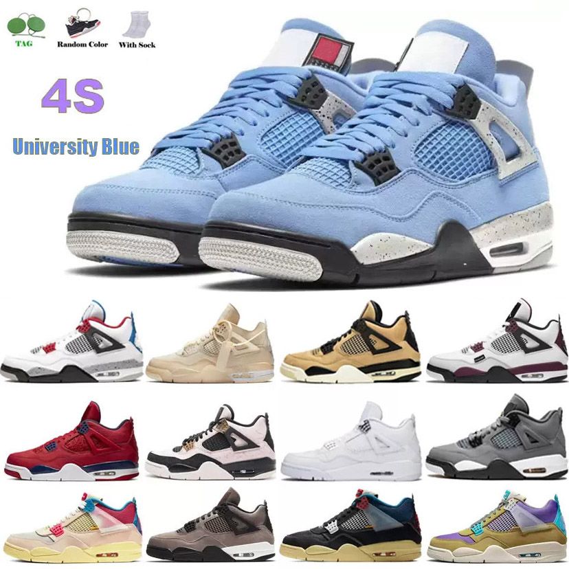 

Cheap Price High 4s 4 Basketball Shoes University Blue White Oero Shimmer Black Cat Lighing Union Noir Fire Red Bred Pure Money, Brown
