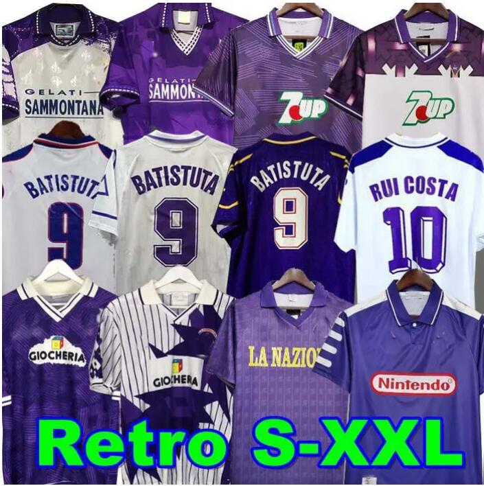 

BATISTUTA 1998 1999 Retro Soccer Jerseys BIGICA RUI COSTA 98 99 R.BAGGIO Football Shirt 2000 DUNGA 79 80 84 89 90 91 92 93 94 95 96 97 EDMUNDO Camisas de Futebol Fiorentina, 84 85 home