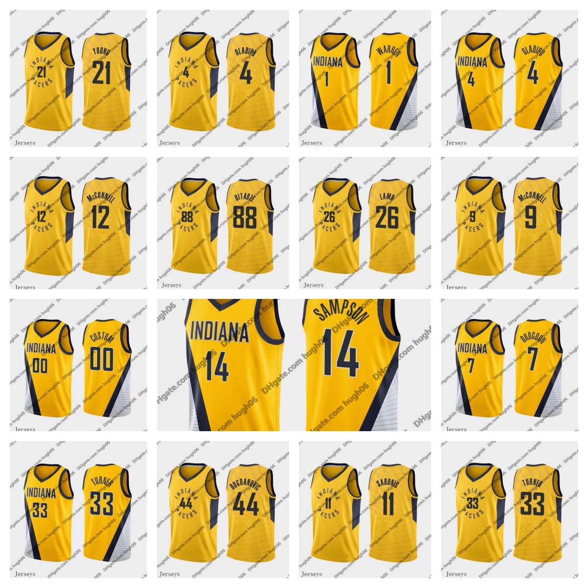 

Indiana''Pacers''Men Jersey 4 Oladipo 33 Turner 11 Sabonis 88 Bitadze 26 Lamb 9 McConnell Sampson Victor Myles Domantas Goga Statement''NBA''Basketball Jerseys, #4