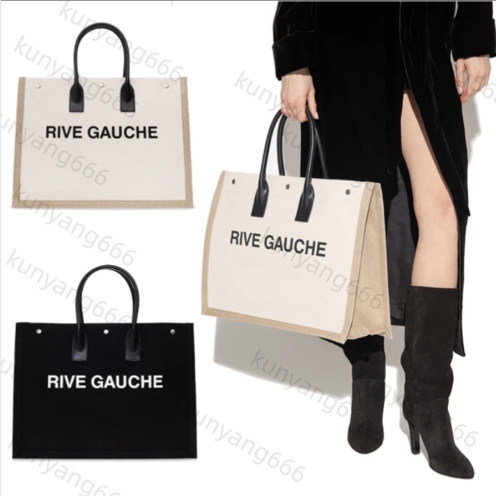 

Raffia shopping bag luxury designer Womens handbags Rive Gauche New style Tote handbag summer fashion Large Beach bags travel Cross body Shoulder Wallet Purses, Canvas black