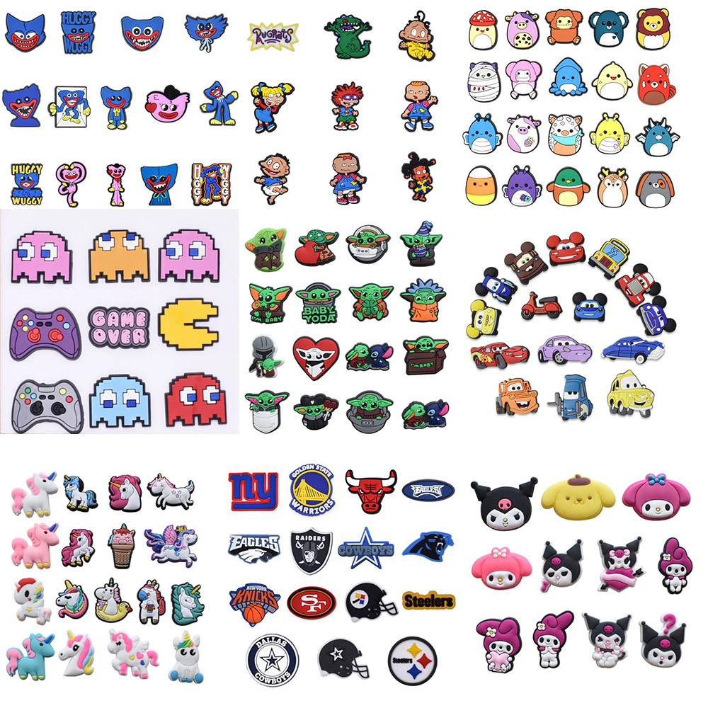 

Wholesale cartoon shoe parts accessories food sport jibbitz for croc charms clog pins