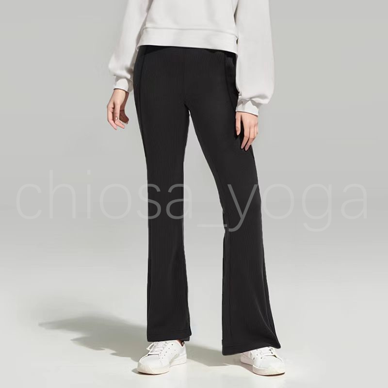 

LU New Breathable Comfortable Yoga Women Leggings Crossover High Waisted Back Pocket Super Flare Leggings lulu with logo, Blue