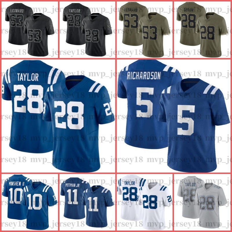 

5 Anthony Richardson Jonathan Taylor Football Jersey Quenton Nelson Peyton Manning Gardner Minshew Kwity Paye DeForest Buckner Michael Pittman Josh Downs, Men jersey