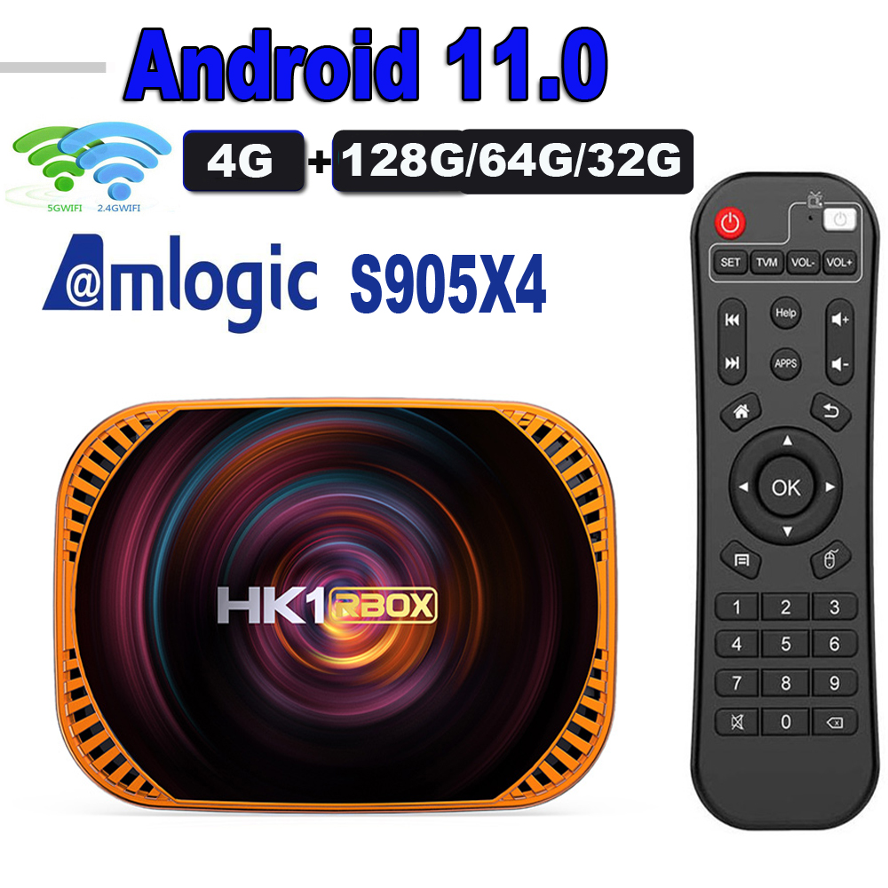 

20PCS HK1 RBOX X4 Android 11 tv box 128GB 64GB 32GB amlogic s905x4 media player 2.4G 5G Wifi BT4.0 1000M