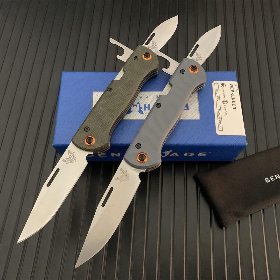 

Benchmade 317 Weekender 2-Blade Slipjoint Folding Knife 2.97" Satin S30V Clip Point and Drop Point Blades G10/Micarta Handles - 317-1 371 Camping Hunting Knives tools