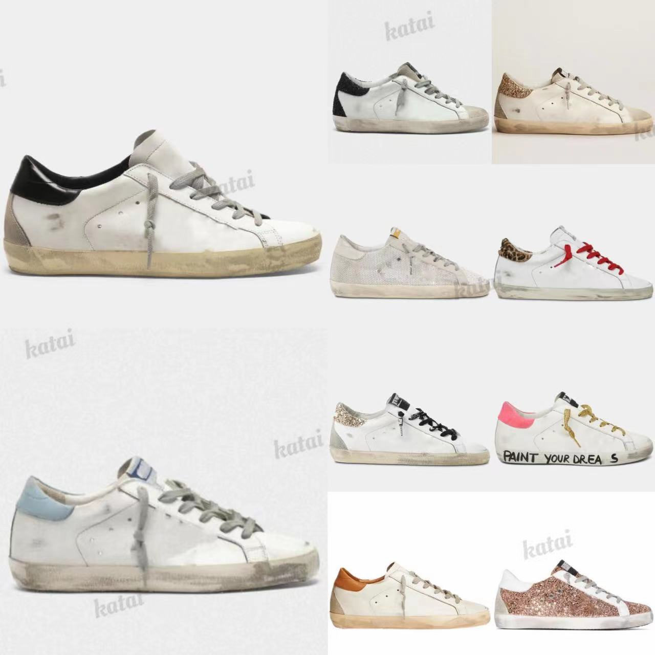 

Designer Do-old Sneakers Golden Dirty Dress Shoes Super Star Women Man Sneaker Snake Skin Suede Cream Sole Leather Flat Shoe, Color32