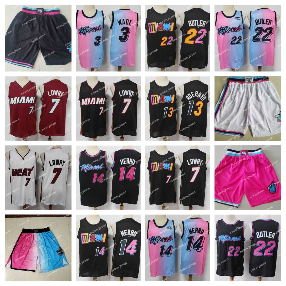 

Custom Miami''Heat''Men Jersey Dwyane 3 Wade Tyler 14 Herro Jimmy 22 Butler Kyle 7 Lowry''NBA''Shorts Basketball Jerseys Pink Black, #16