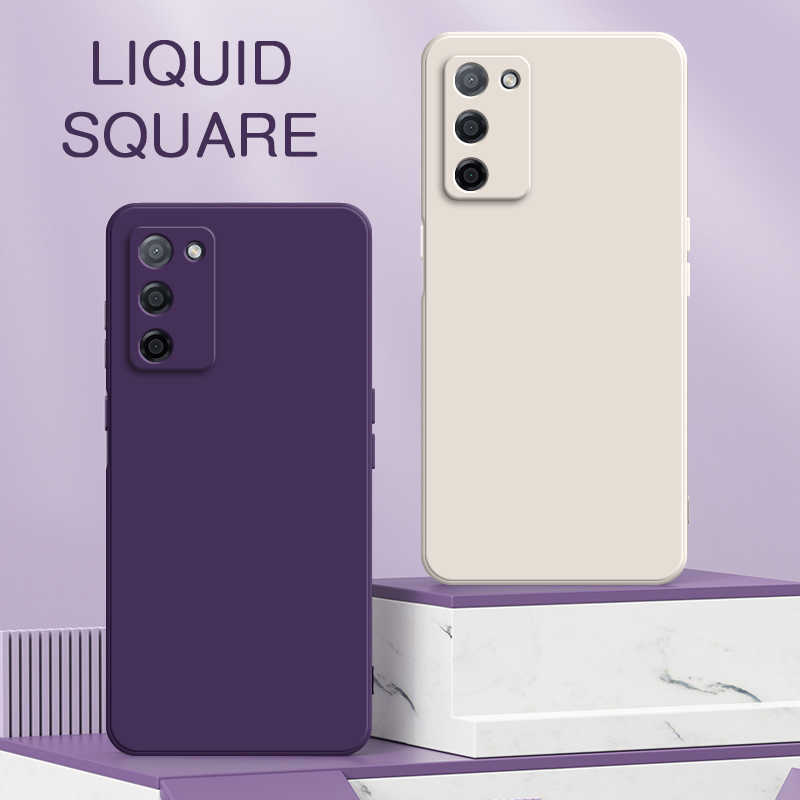 

Square Liquid Silicone Case for OPPO A52 A53 A53S A54 A55 A55S A56 A57 A58 A58X 4G 5G Camera Protective 360 Shockproof Cover Bag, Grass purple