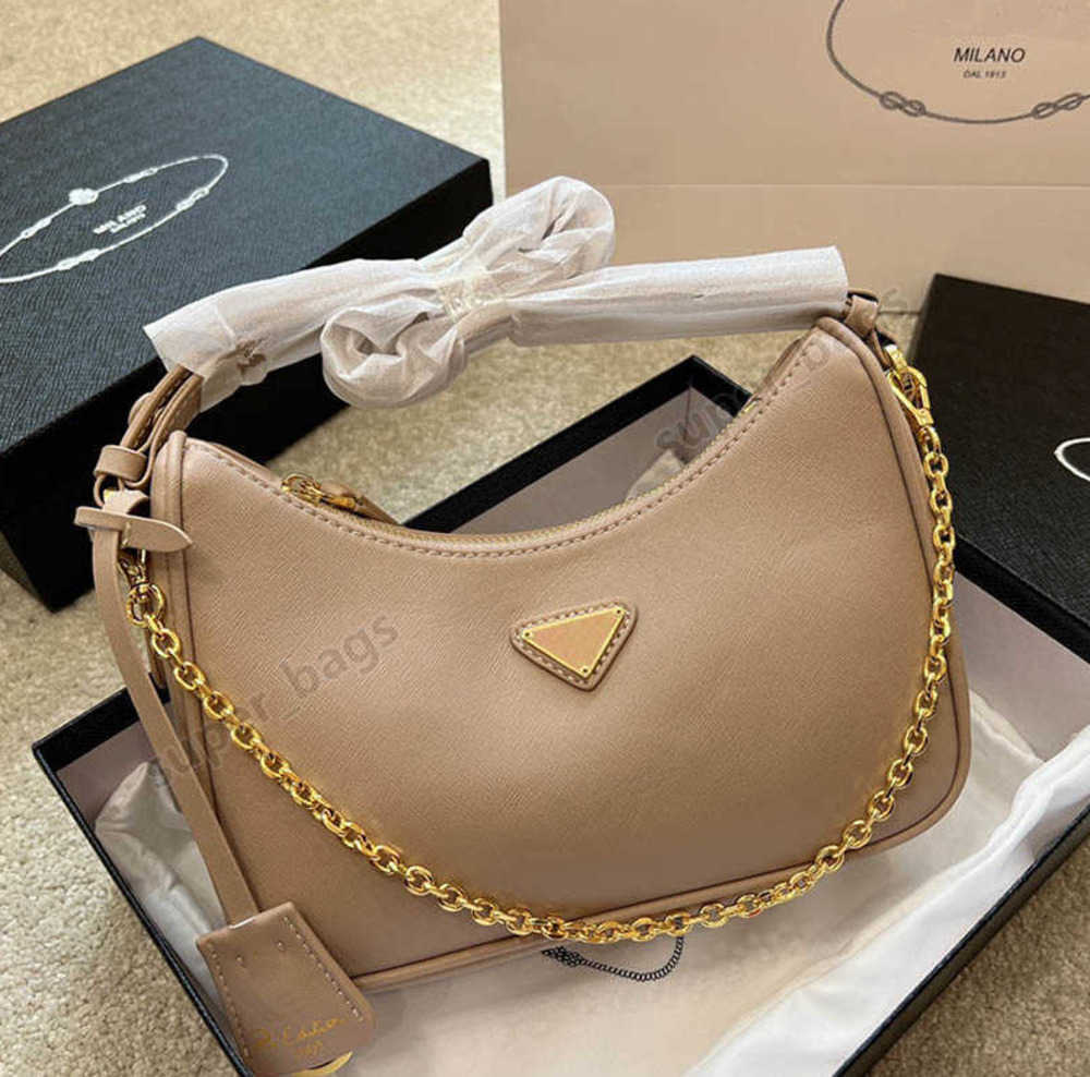 

Shoulder Bags Designer bags Re-Edition 2005 Saffiano handbags women genuine leather luxury shoulder bag chains purse messenger hobo set sacoche totes, Black