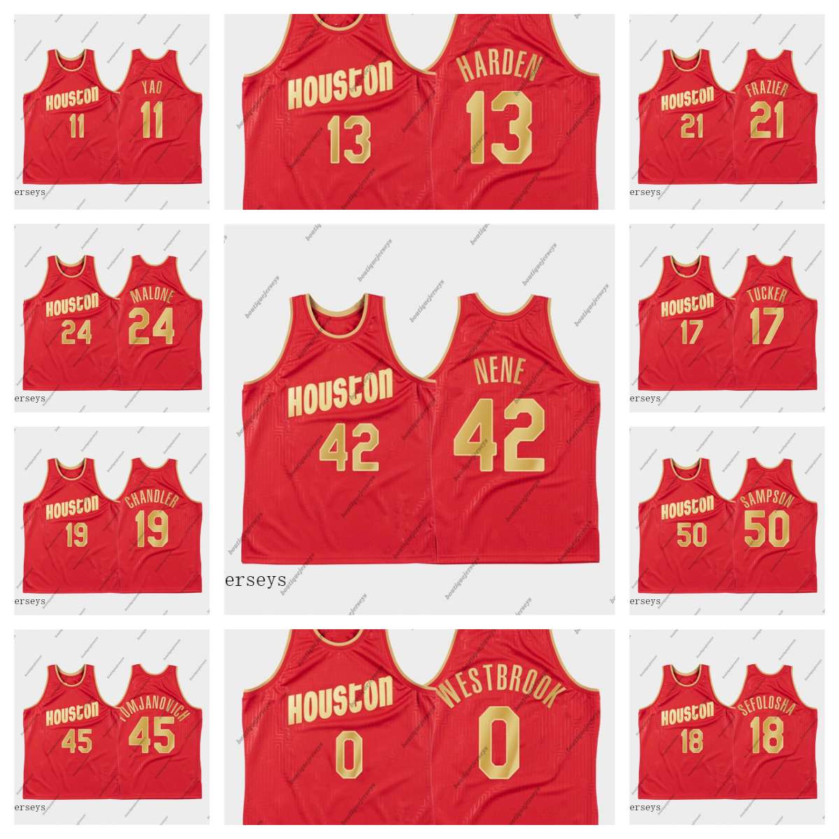 

Houston''Rockets''Men Jersey 13 Harden 0 Westbrook 24 Malone 21 Frazier 42 Nene 17 Tucker 2020 chinese new year James Moses Russell Hwc''NBA''Basketball Jersey, #1