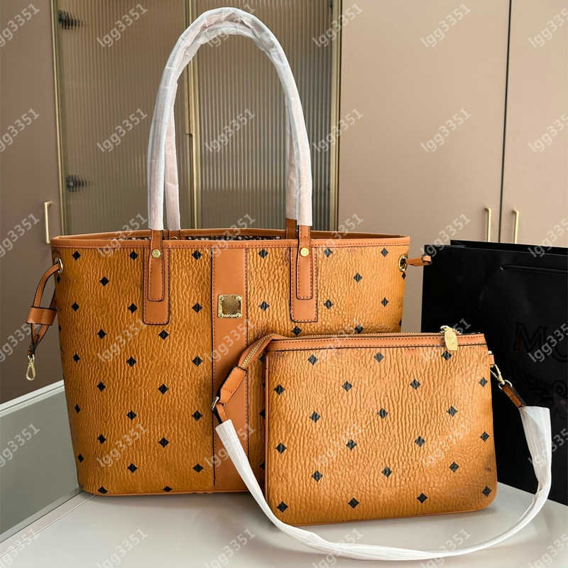 

Genuine Leather 2pcs Totes Large Shopping Bag Two-Sided Designer Luxury Handbags MCM Tote Munchen Women Shoulder Crossbody Bags Neverfull Purses Clutch Wallets, Add box + dust bag