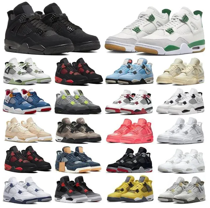 

Bicycle Shoes Jumpman 4 4s Men Women Basketball Shoes Pine Green Military Black Cat Red Thunder White Oreo Unc Blue Sail Lighing