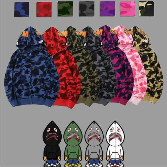 

2023 Shark designer hoodie sweater mens women Camouflage jacket Jogger Zipper japanese fashion sportwear Brand hooded sweatshirt tracksuit