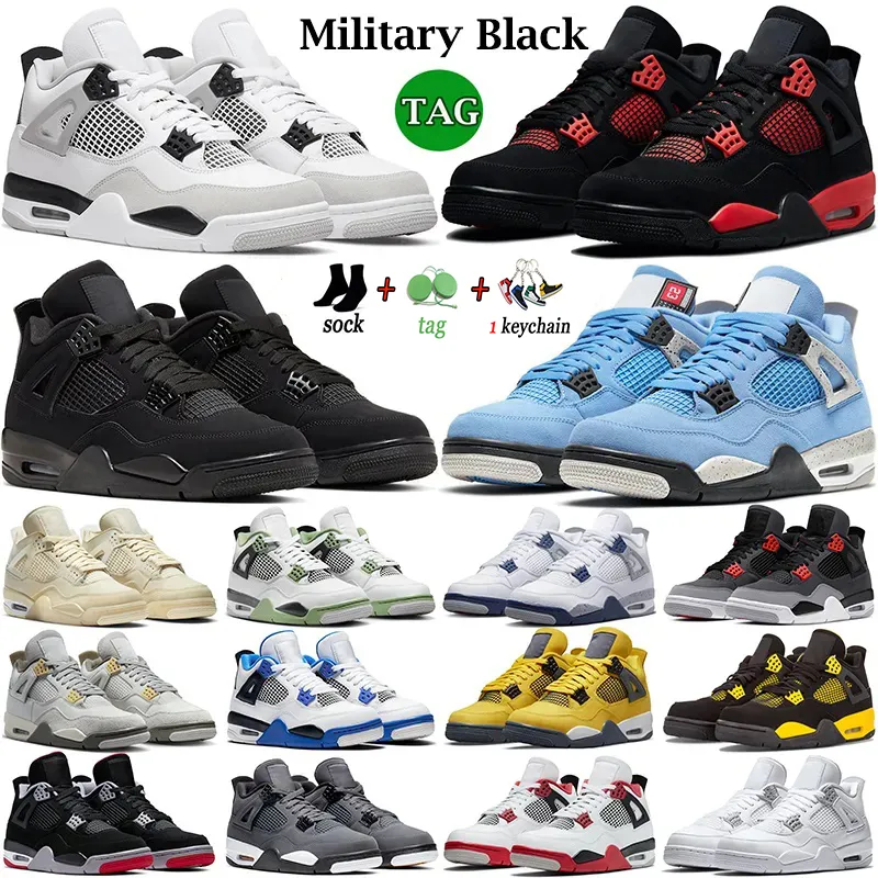 

Cheap Price Jump 4s 4 Running Basketball Shoes White Oero Black Cat Bred University Blue Lighing Unionnoir Fire Redre Money Metallic, Red