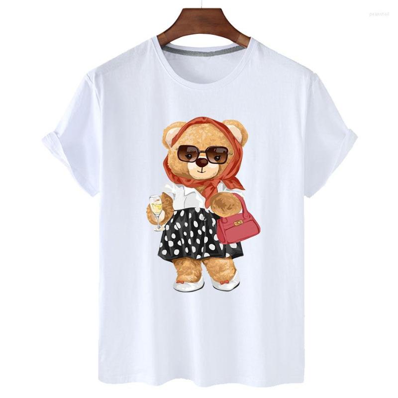 

Women' T Shirts Cotton Beautiful Bear Print Short Sleeve T-shirt Women' 2023 Summer Casual Unisex, Black