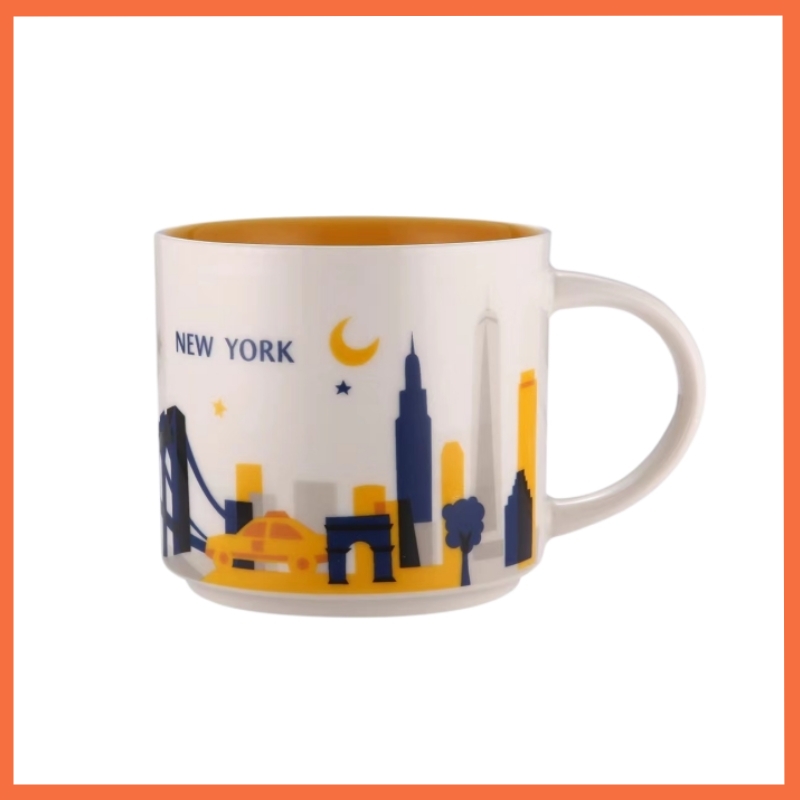 

14oz Capacity Ceramic Starbucks City Mug American Cities Best Coffee Mug Cup with Original Box New York City, Multi-color