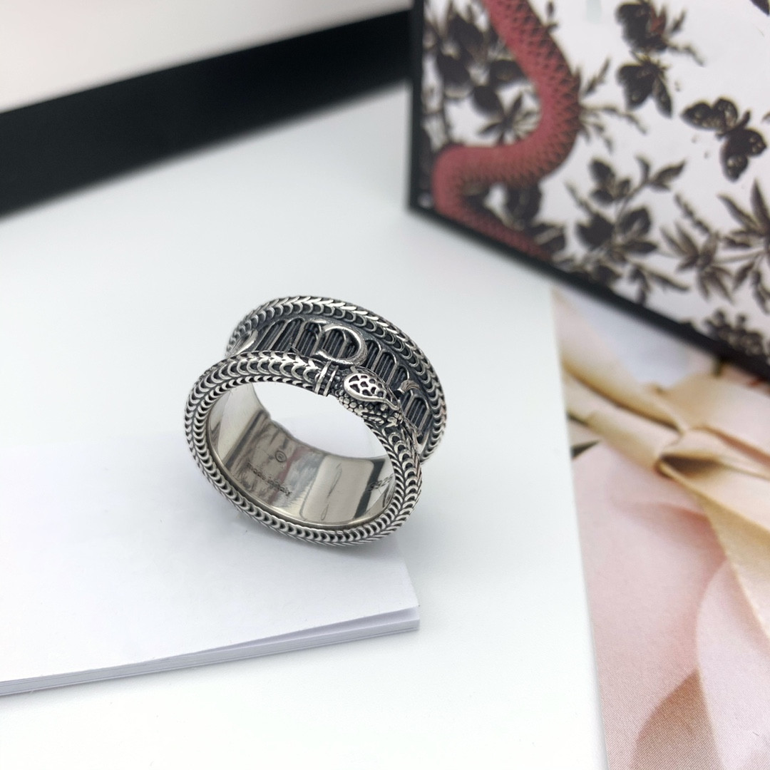 

Top S925 Plated Silver Ring For Man Woman Snake Striped Ring Wild Ring Couple Hip Hop Rings
