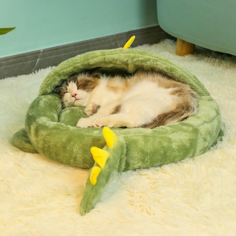 

Furniture Pet Cat Dog Bed Cute Cartoon Dinosaur Shark Warm Nest Sofa Cushion NonSlip Anti Static Plush Pet House Indoor Soft Nest