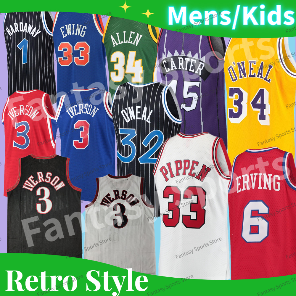 

33 Patrick Ewing Retro Jersey Basketball 15 Carter Tracy Mcgrday 3 Allen Iverson 32 Shaquille ONeal Penny Hardaway Throwback Mens Jerseys Stitched Shirts Classic, Men jersey