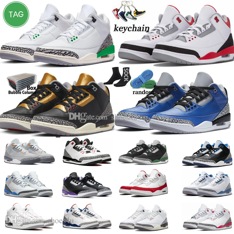

3 Basketball Shoes for Men Women 3s Lucky Green Pine Black White Cement Reimagined True Racer Blue Unc Fire Red Dark Iris Mens Womens Trainers Outdoor Sports Sneakers, Color-1