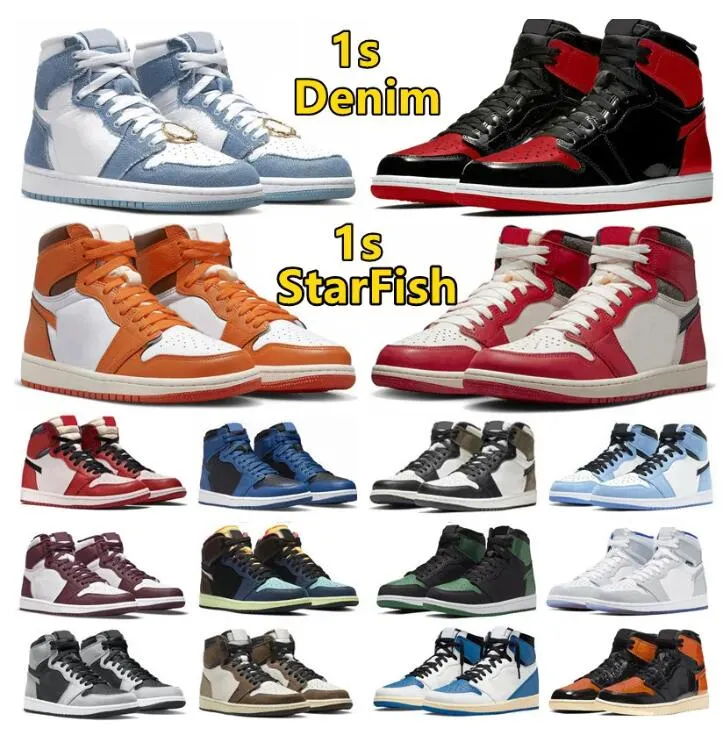 

Bicycle Shoes 2023 Jumpman 1 Basketball Shoes Lost Found Denim 1s Starfish Patent Bred Unc Toe Mid Space Jam Dark Mocha Reverse Laney, Black