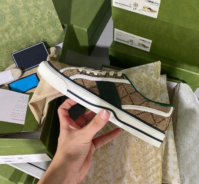 

Designers Tennis 1977 Sneakers Luxury Canvas Casual Shoes Beige Blue Washed Jacquard Denim Women Shoes Ace Rubber Sole Embroidered Vintage Sneakers 35-46, Color31