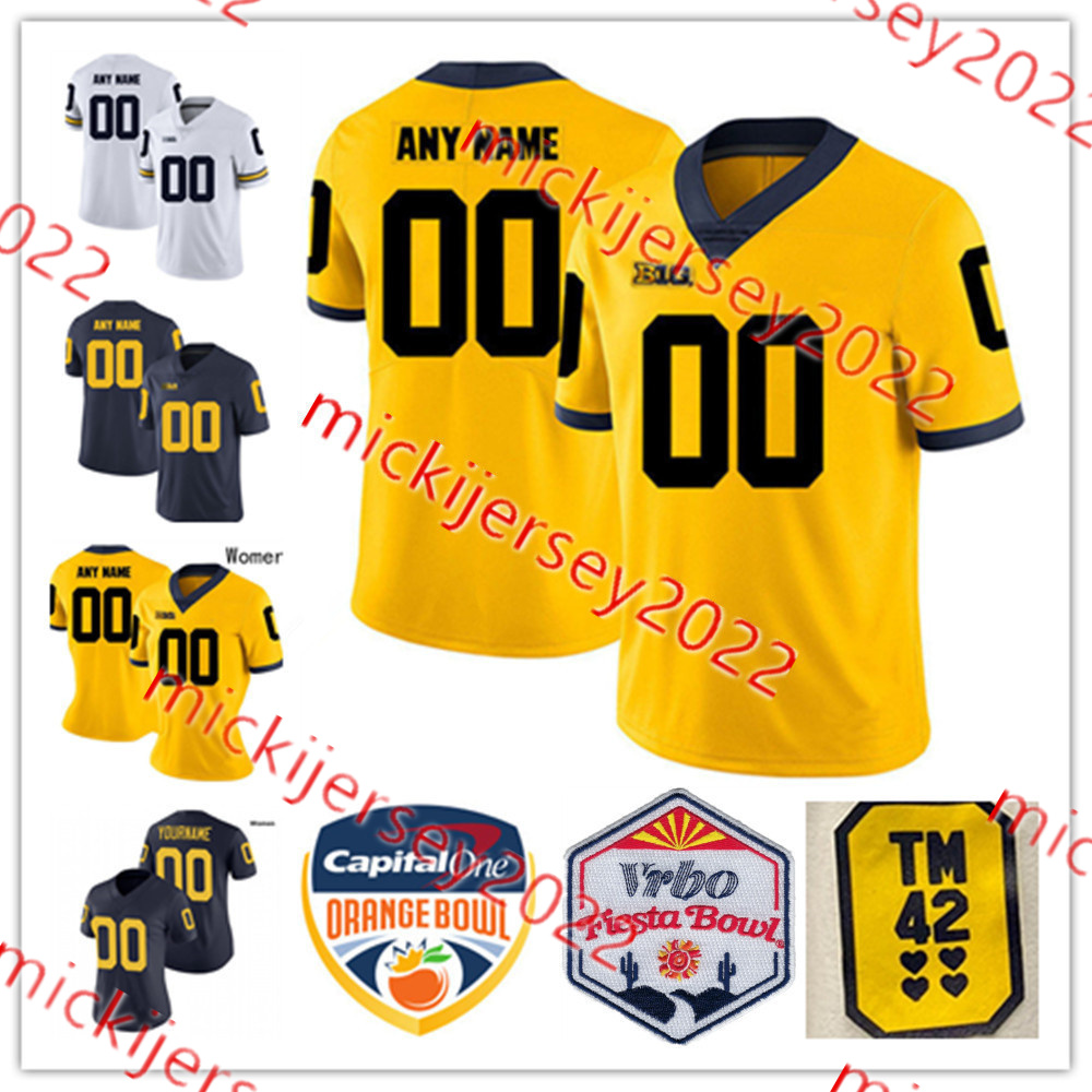

Will Johnson Mike Sainristil Michigan Wolverines Football Jersey Blake Corum Custom Stitched Mens Youth J. McCarthy Colston Loveland Michigan Jerseys, White/tm42 patch