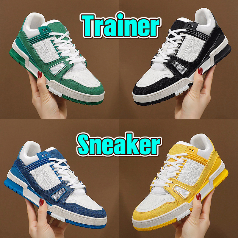 

Trainer Sneaker Womens Designer Casual Shoes Mens logo embossed trainers red green blue denim royal red pink canvas Black Luxury men women Platform Sneakers, White blue red