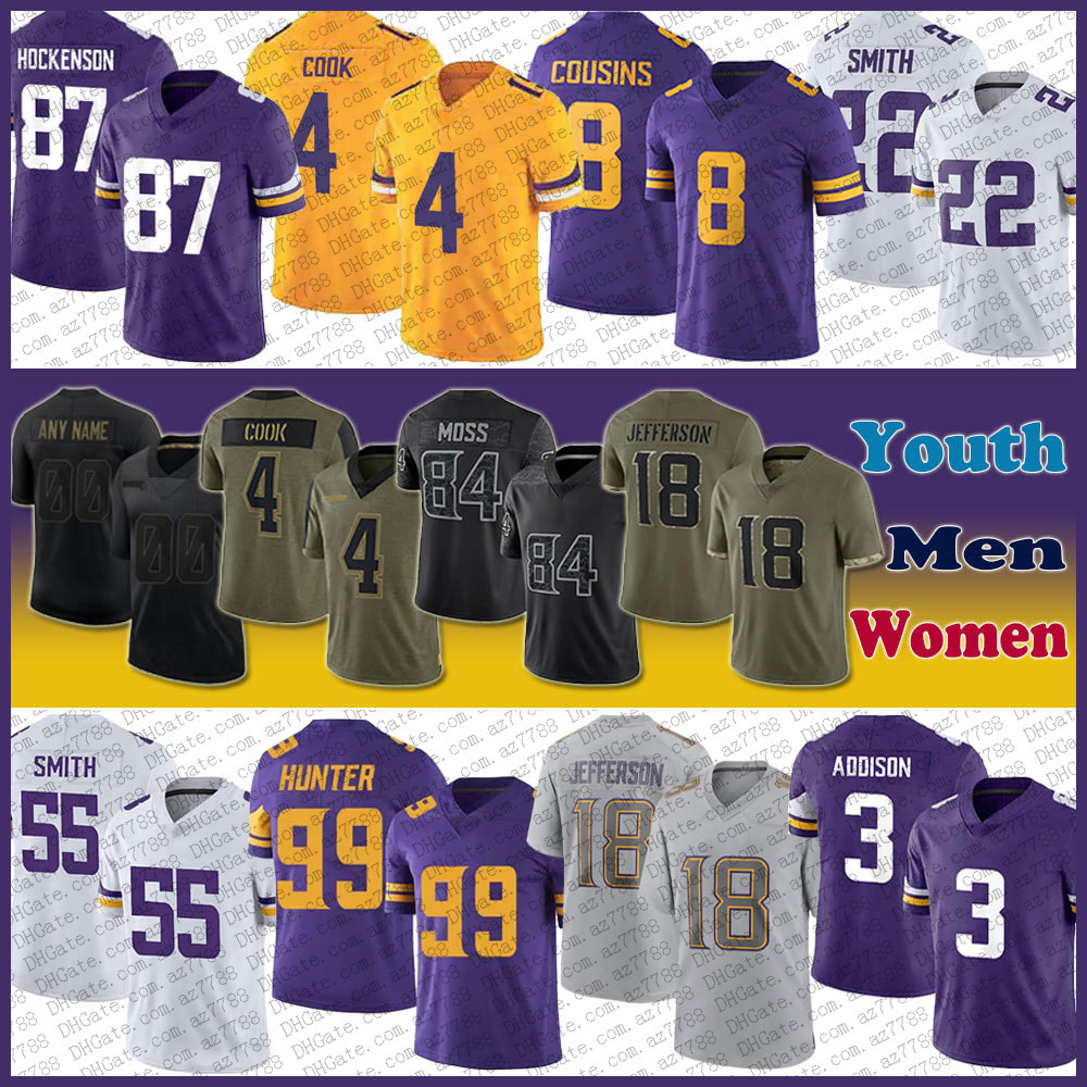 

Addison Justin Jefferson TJ Hockenson Football Jersey Custom Men Women Kid ZaDarius Harrison Smith Kirk Cousins Dalvin Cook Danielle Hunter Mekhi Blackmon Jay Ward, Shown