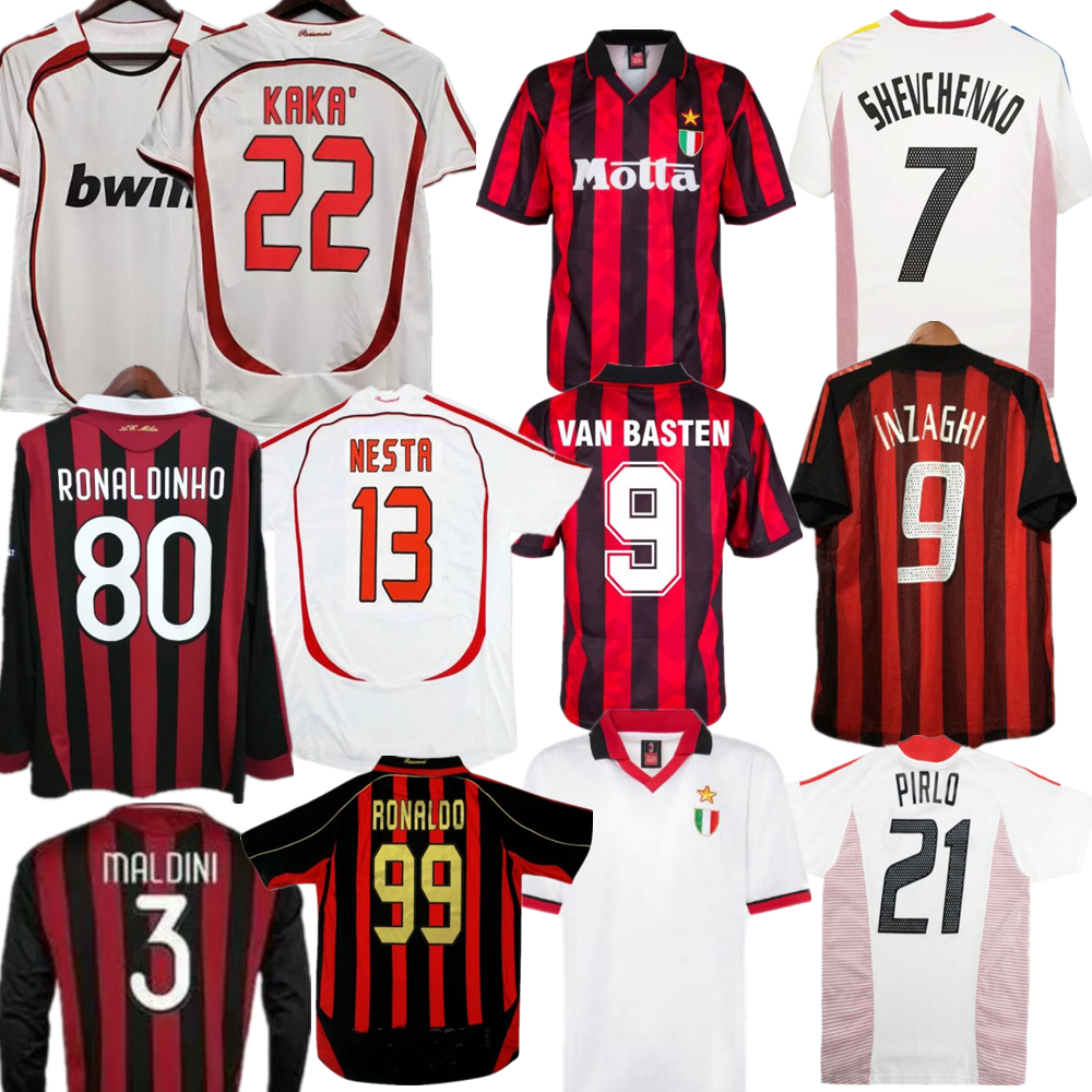 

Milan VAN BASTERN Retro Soccer Jerseys 93 94 MALDINI KAKA NESTA Vintage Football Shirt 06 07 SHEVCHENKO GATTUSO PIRLO 02 03 classic Football Shirts Kit, 06-07 home