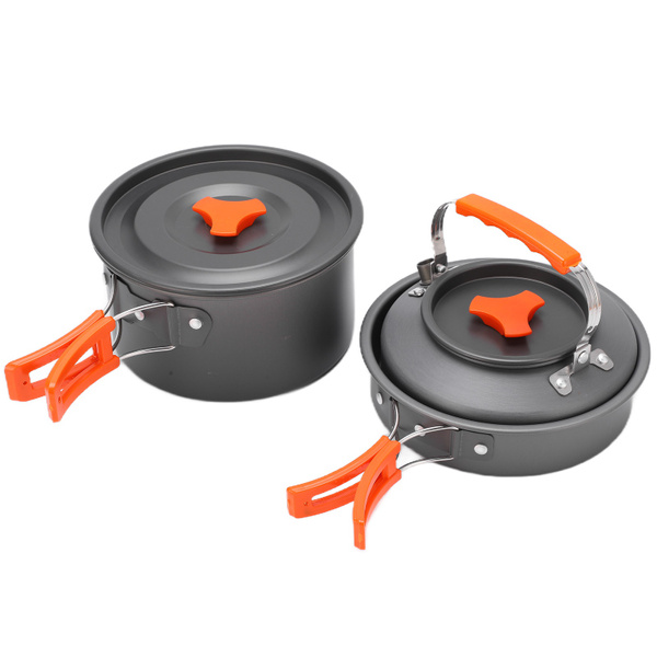 Pot with Tableware Combination AntiSlip Non Stick Coating Easy to Clean Camping Cookware Set fash-image-862721344