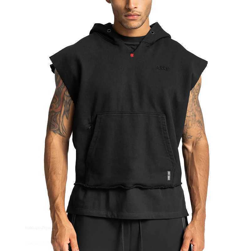

ASRVS Men's Hoodies Sweatshirts 2023 Spring Men's Solid Short Sleeve Sweater Loose Sleeveless Large Hoodie Casual Versatile Sports Vest, White