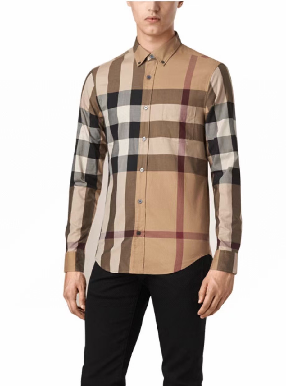 

Famous Designer Mens Casual Shirts Fashion Business Social Cocktail Shirts Burrerys Mens Brand Spring Summer Checker Shirts Available Various Colors, #3